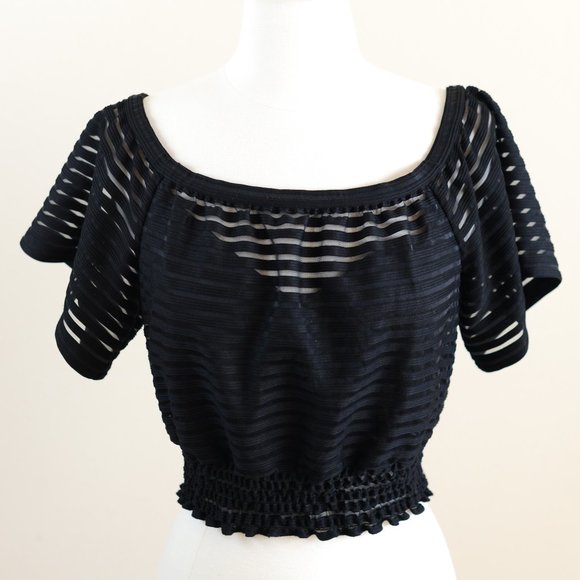 Tracy Reese Off-The-Shoulders Black Crop Top Size Small - Picture 10 of 13